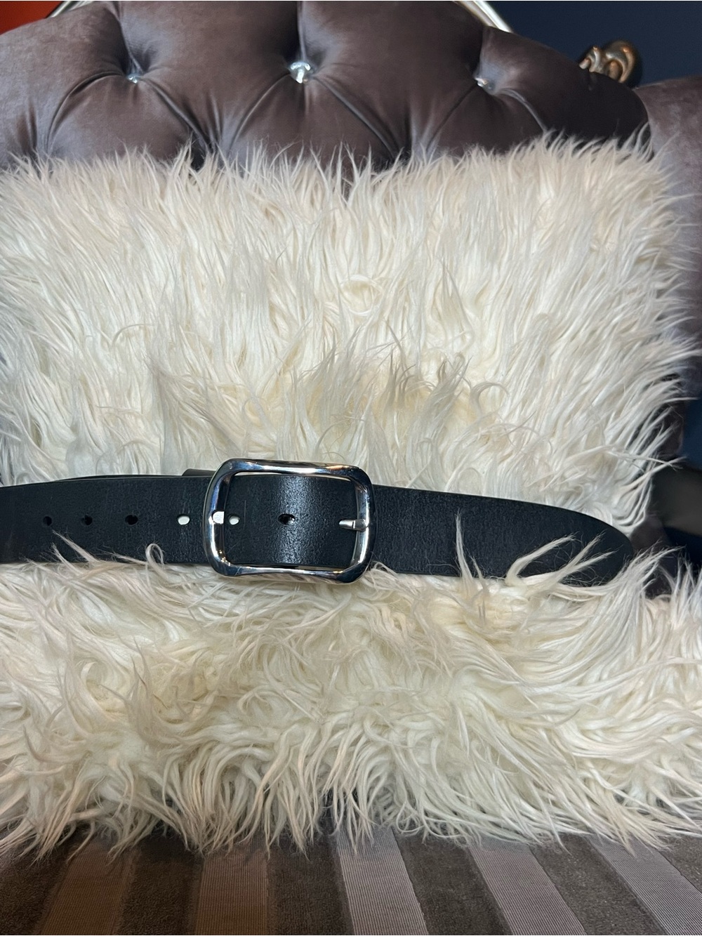 🖤 Classic Falari Black Leather Belt with Silver Buckle ✨